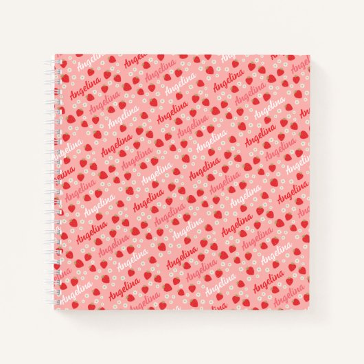 Pink Strawberry Custom Notebook Journal Notitieboek (Voorkant)