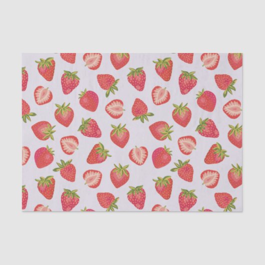 Pink Strawberry Summer Fruit Pattern Tissuepapier (Voorkant)