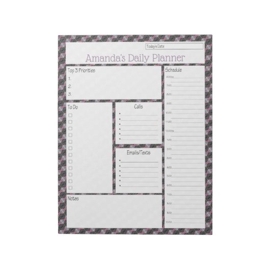 Pink Streamer Abstract Design Daily Planner Notitieblok (Gedraaid)