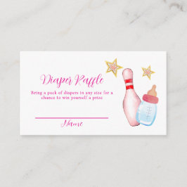 Pink Strike Up Bowling Diaper Raffle Baby Shower  Informatiekaartje