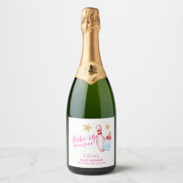 Pink Strike Up Some Fun Bowling Sport Baby Shower  Sparkling Wijnetiket