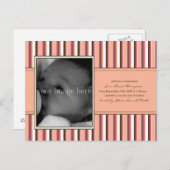 Pink Stripe Baby aankondiging (Voorkant / Achterkant)