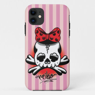 Pink Stripe Dokuro-Chan iPhone 11 Hoesje