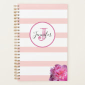 Pink Stripe et Peony Monogramme Personnalisé (Devant)