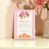 Pink Stripe Floral Baby Shower Thank You card Bedankkaart