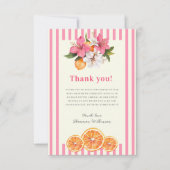 Pink Stripe Floral Baby Shower Thank You card Bedankkaart (Voorkant)