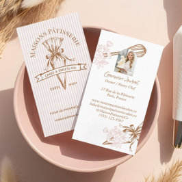 Pink Stripe Floral Baking Utensils Pastry Bakery  Visitekaartje