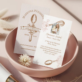 Pink Stripe Floral Spoon Pastry Cakes Bakery Chef Visitekaartje