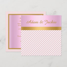 PINK STRIPE GOLD METALLIC WEDING VERLOVING KAART