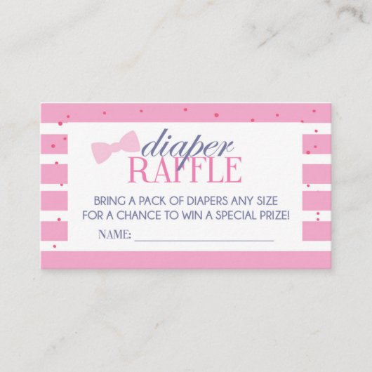 Pink Stripe Luier Raffle Ticket Informatiekaartje (Voorkant)