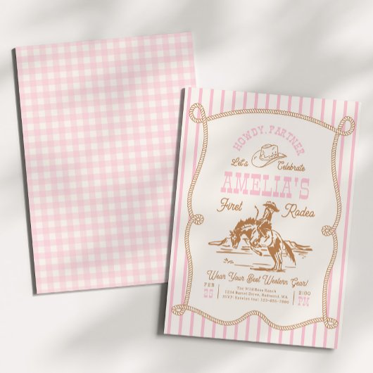 Pink Stripe Rope Rodeo Invitation