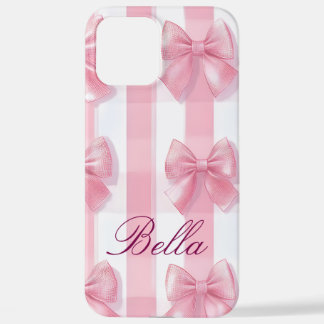 Pink Striped Bow Coquette Aesthetic Cute Girly  iPhone 12 Pro Max Hoesje