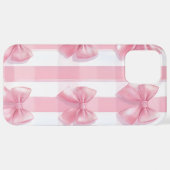 Pink Striped Bow Coquette Aesthetic Cute Girly iPhone Hoesje (Achterkant horizontaal)
