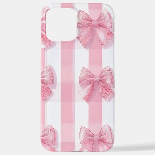 Pink Striped Bow Coquette Aesthetic Cute Girly iPhone Hoesje (Achterkant)