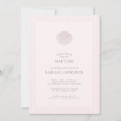 Pink striped coast shell baptism Invitation (Devant)