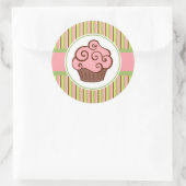 Pink Striped Cupcake Stickers (Sac)