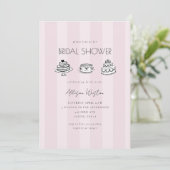 Pink Striped Vintage Cake Bridal Shower Invitation (Debout devant)
