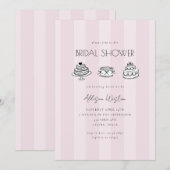 Pink Striped Vintage Cake Bridal Shower Invitation (Devant / Derrière)