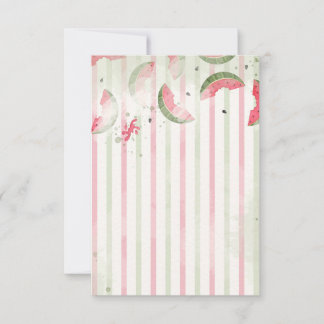 Pink Striped Watermelon First Birthday Party Invit Bedankkaart