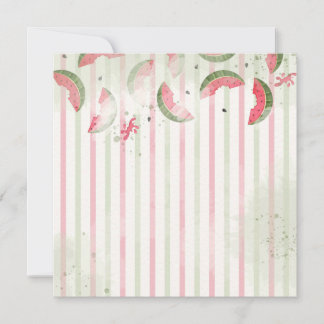 Pink Striped Watermelon First Birthday Party Invit Kaart