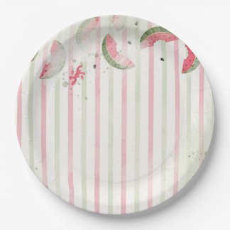 Pink Striped Watermelon First Birthday Party Invit Papieren Bordje