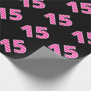 Pink Stripes 15 Event # (Verjaardag, Jubileum) Cadeaupapier
