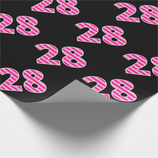Pink Stripes 28 Event # (Verjaardag, Jubileum) Cadeaupapier (Hoek)