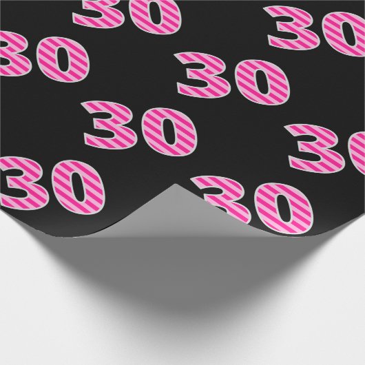 Pink Stripes 30 Event # (Verjaardag, Jubileum) Cadeaupapier (Hoek)