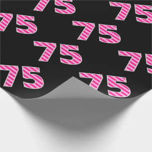Pink Stripes 75 Event # (Verjaardag, Jubileum) Cadeaupapier