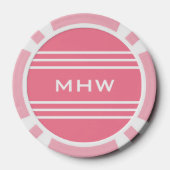 Pink Stripes aangepaste monogram poker chips (Achterkant)