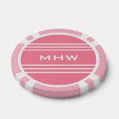 Pink Stripes aangepaste monogram poker chips (Enkel)