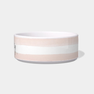 Pink Stripes Aangepaste naam Voerbakje
