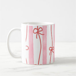Pink stripes and and red ribbon and bows koffiemok