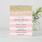 Pink Stripes Aquarelle Nuptiale Douche invitation (Debout devant)