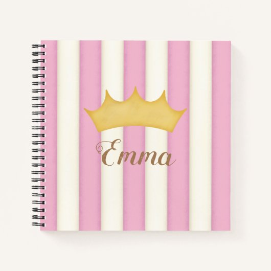 Pink Stripes Crowé Monogramme Princesse Journal (Devant)