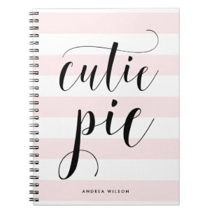 Pink Stripes Cutie Pie Kalligrafie gepersonaliseer Notitieboek
