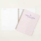 Pink Stripes, Elegant Monogrammed Planner (Devant avec enveloppe)