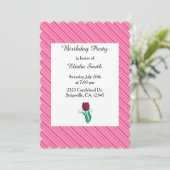 Pink Stripes et Tulip Anniversaire Invitation (Debout devant)