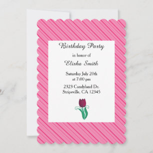 Pink Stripes et Tulip Anniversaire Invitation