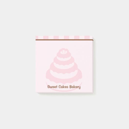 Pink Stripes Gâteau Boulangerie Post-It Notepad (Devant)