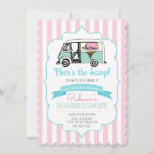 Pink Stripes Hier is de Scoop Ice Cream Verjaardag Kaart (Voorkant)