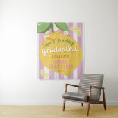 Pink Stripes Lemons Yellow bow Graduation Wandkleed (In situ)