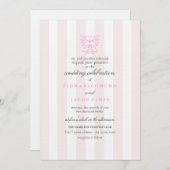 Pink Stripes & Mariage damassé Invitation (Devant / Derrière)