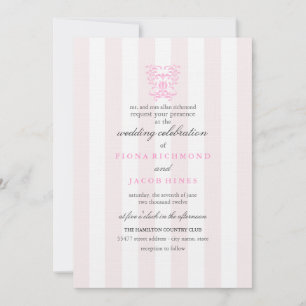 Pink Stripes & Mariage damassé Invitation