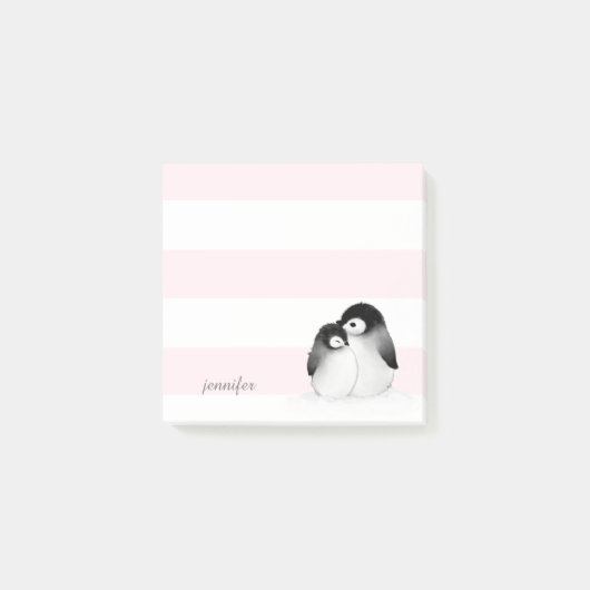 Pink Stripes Penguin Post-it® (Devant)