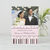 Pink Stripes Photo Mariage Vow Renewal Invitation (Debout devant)