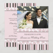 Pink Stripes Photo Mariage Vow Renewal Invitation (Devant / Derrière)