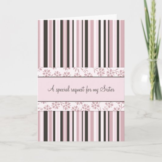 Pink Stripes Soeur Bridesmaid Carte d'invitation (Devant)