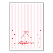 Pink Stripes Valentine's Table Name Card  Kaart (Voorkant)