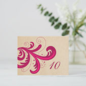 Pink Stylish Swils Numéro de table Carte postale (Debout devant)